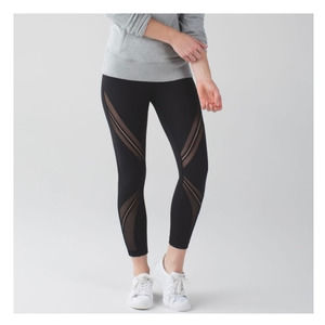 Lululemon Black High Times Pants Metta Mesh Leggings Size-6 Used